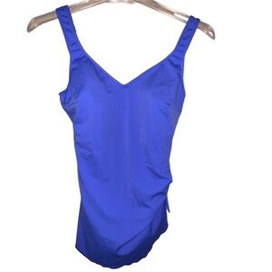 LL Bean size 14 swimsuit blue one piece plus size bathing suit swimwear